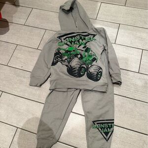 Monster Jam Kids Gray & Green Hoodie and Jogger Set